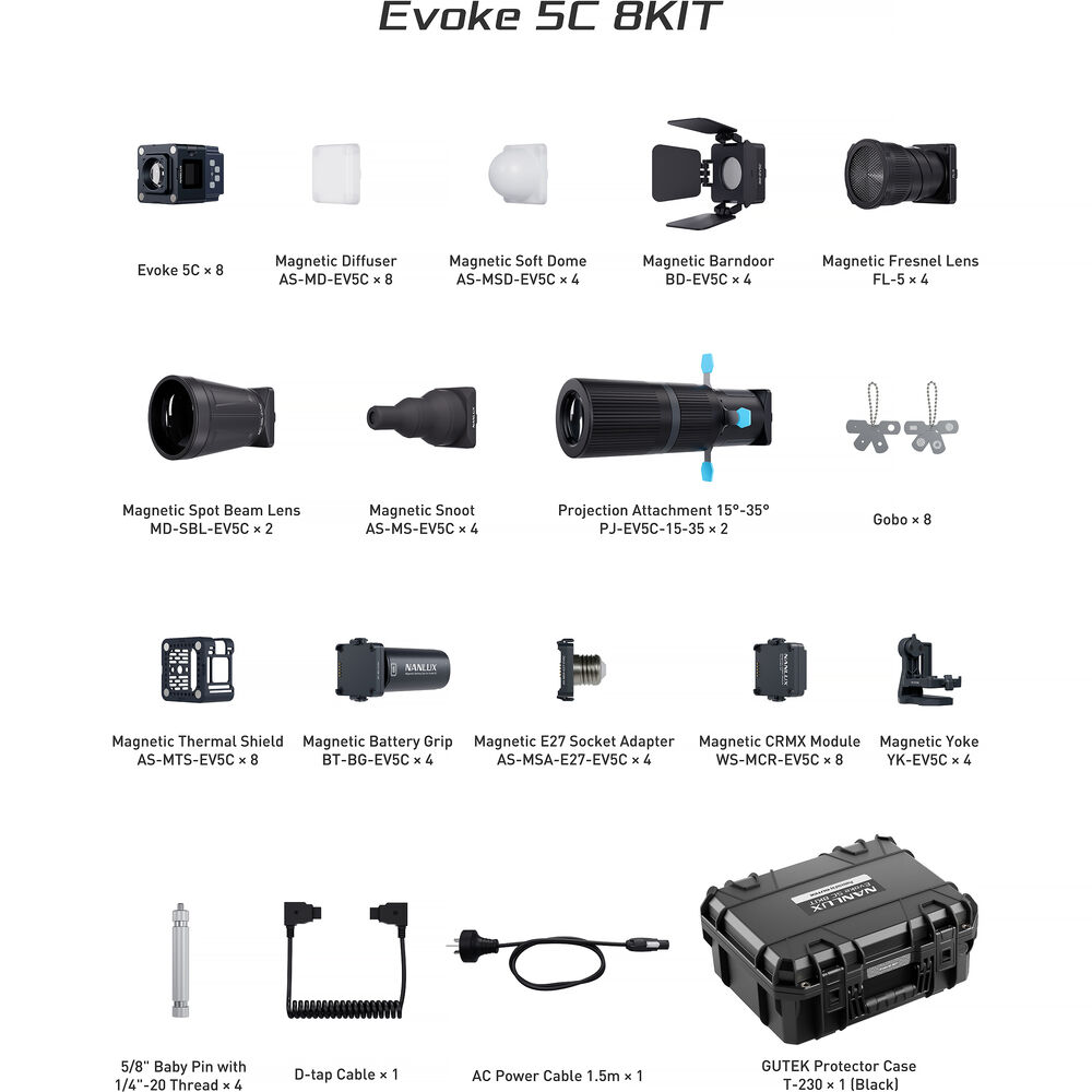 Nanlux Evoke 5C RGB LED Spotlight (8-Light Kit) - Image 4
